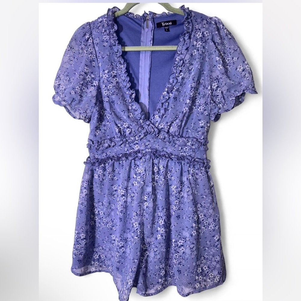 Trixxi Purple Floral Romper - Picture 1 of 6